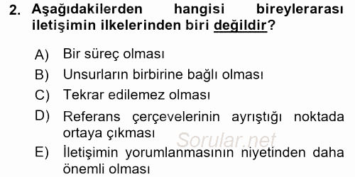 İletişim Bilgisi 2016 - 2017 Dönem Sonu Sınavı 2.Soru