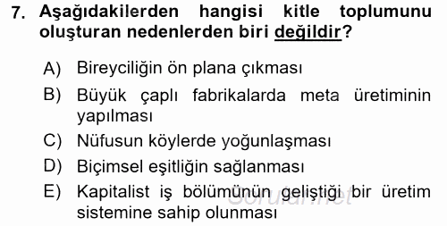 İletişim Bilgisi 2016 - 2017 Dönem Sonu Sınavı 7.Soru
