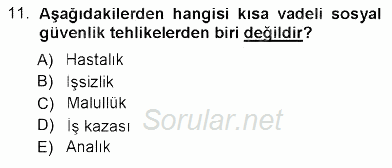 Sosyal Politika 2012 - 2013 Dönem Sonu Sınavı 11.Soru