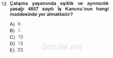 Sosyal Politika 2012 - 2013 Dönem Sonu Sınavı 12.Soru