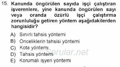 Sosyal Politika 2012 - 2013 Dönem Sonu Sınavı 15.Soru