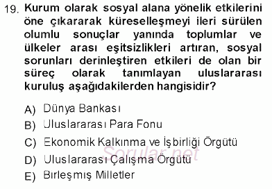 Sosyal Politika 2012 - 2013 Dönem Sonu Sınavı 19.Soru
