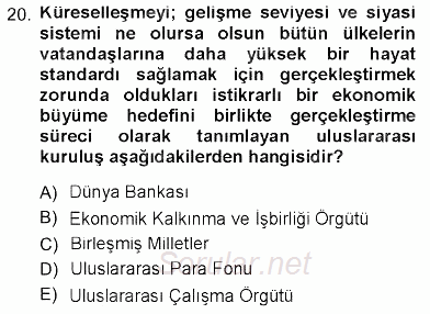 Sosyal Politika 2012 - 2013 Dönem Sonu Sınavı 20.Soru