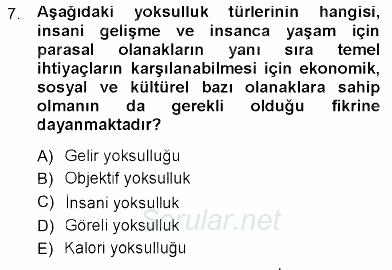 Sosyal Politika 2012 - 2013 Dönem Sonu Sınavı 7.Soru