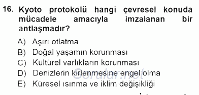 Ekoloji ve Çevre Bilgisi 2012 - 2013 Dönem Sonu Sınavı 16.Soru