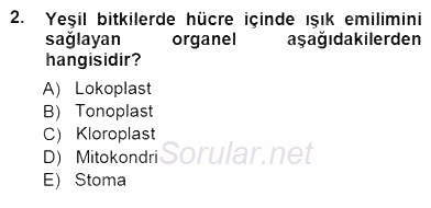 Ekoloji ve Çevre Bilgisi 2012 - 2013 Dönem Sonu Sınavı 2.Soru