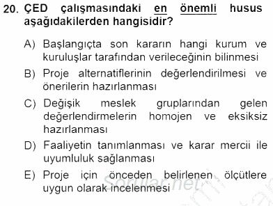 Ekoloji ve Çevre Bilgisi 2012 - 2013 Dönem Sonu Sınavı 20.Soru