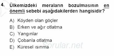 Ekoloji ve Çevre Bilgisi 2012 - 2013 Dönem Sonu Sınavı 4.Soru