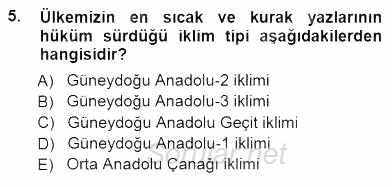 Ekoloji ve Çevre Bilgisi 2012 - 2013 Dönem Sonu Sınavı 5.Soru