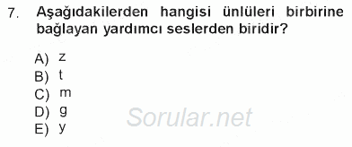 Türk Dili 1 2012 - 2013 Tek Ders Sınavı 7.Soru