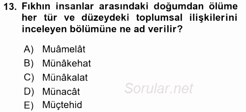 Hukukun Temel Kavramları 2017 - 2018 Ara Sınavı 13.Soru