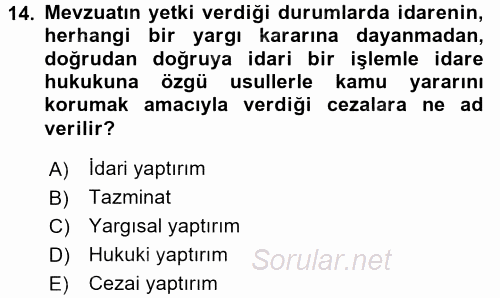 İş Sağlığı ve Güvenliği 2017 - 2018 Dönem Sonu Sınavı 14.Soru