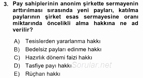 Ticaret Hukuku 2 2016 - 2017 Dönem Sonu Sınavı 3.Soru