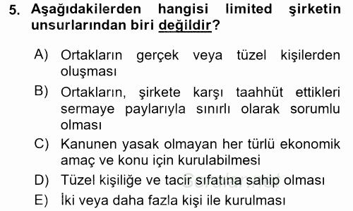 Ticaret Hukuku 2 2016 - 2017 Dönem Sonu Sınavı 5.Soru