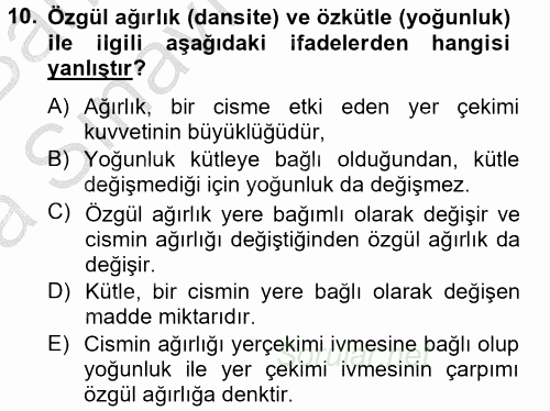 Veteriner Laboratuvar Teknikleri ve Prensipleri 2014 - 2015 Ara Sınavı 10.Soru