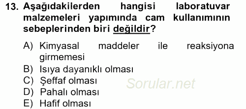 Veteriner Laboratuvar Teknikleri ve Prensipleri 2014 - 2015 Ara Sınavı 13.Soru