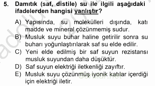 Veteriner Laboratuvar Teknikleri ve Prensipleri 2014 - 2015 Ara Sınavı 5.Soru