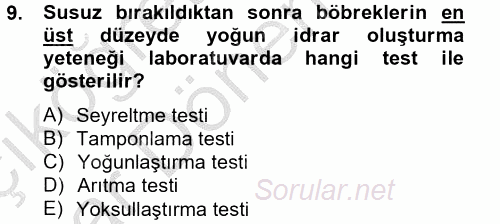 Veteriner Laboratuvar Teknikleri ve Prensipleri 2014 - 2015 Ara Sınavı 9.Soru