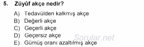 Osmanlı Merkez ve Taşra Teşkilatı 2012 - 2013 Dönem Sonu Sınavı 5.Soru