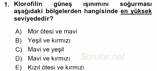 Örtü Altı Üretim Sistemleri 2016 - 2017 3 Ders Sınavı 1.Soru