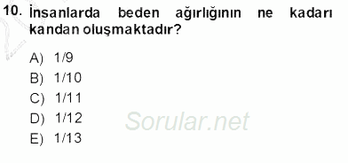 Temel Veteriner Fizyoloji 2013 - 2014 Ara Sınavı 10.Soru