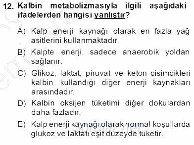 Temel Veteriner Fizyoloji 2013 - 2014 Ara Sınavı 12.Soru