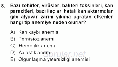 Temel Veteriner Fizyoloji 2013 - 2014 Ara Sınavı 8.Soru