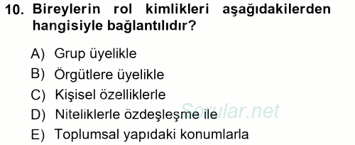 Yeni Toplumsal Hareketler 2014 - 2015 Ara Sınavı 10.Soru