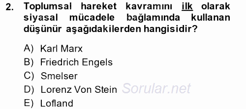 Yeni Toplumsal Hareketler 2014 - 2015 Ara Sınavı 2.Soru