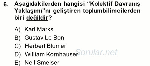 Yeni Toplumsal Hareketler 2014 - 2015 Ara Sınavı 6.Soru