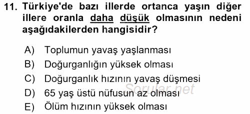 Temel Gerontoloji 2017 - 2018 Ara Sınavı 11.Soru