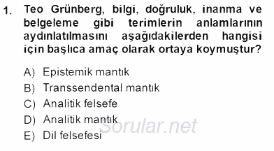 Türkiye´de Felsefenin Gelişimi 2 2014 - 2015 Ara Sınavı 1.Soru