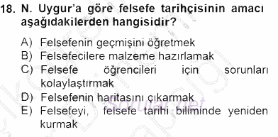 Türkiye´de Felsefenin Gelişimi 2 2014 - 2015 Ara Sınavı 18.Soru