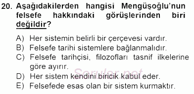 Türkiye´de Felsefenin Gelişimi 2 2014 - 2015 Ara Sınavı 20.Soru