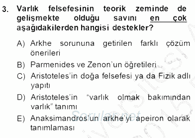 Türkiye´de Felsefenin Gelişimi 2 2014 - 2015 Ara Sınavı 3.Soru