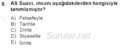 Türkiye´de Felsefenin Gelişimi 2 2014 - 2015 Ara Sınavı 9.Soru