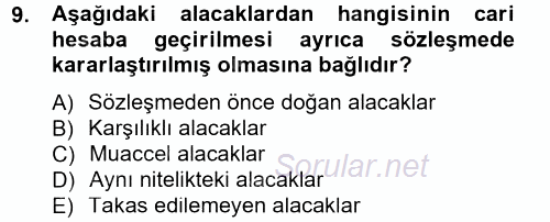 Ticaret Hukuku 1 2012 - 2013 Dönem Sonu Sınavı 9.Soru