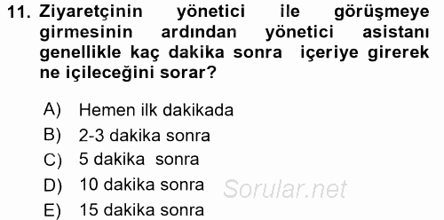 Yönetici Asistanlığı 2016 - 2017 Ara Sınavı 11.Soru