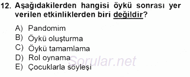 İlköğretime Hazırlık Ve İlköğretim Programları 2013 - 2014 Tek Ders Sınavı 12.Soru