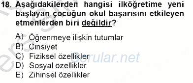 İlköğretime Hazırlık Ve İlköğretim Programları 2013 - 2014 Tek Ders Sınavı 18.Soru