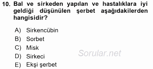 İçecek Bilgisi 2017 - 2018 Dönem Sonu Sınavı 10.Soru