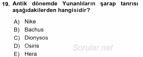İçecek Bilgisi 2017 - 2018 Dönem Sonu Sınavı 19.Soru