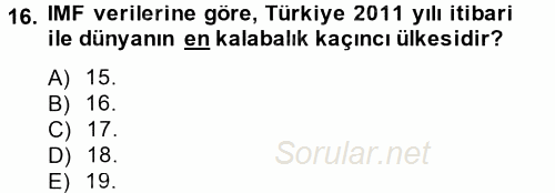 Dış Ticarete Giriş 2012 - 2013 Ara Sınavı 16.Soru