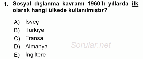 Sosyal Politika 2 2015 - 2016 Dönem Sonu Sınavı 1.Soru