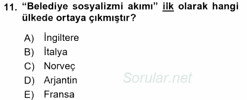 Sosyal Politika 2 2015 - 2016 Dönem Sonu Sınavı 11.Soru