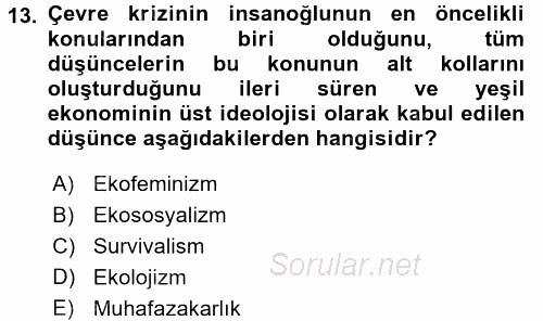 Sosyal Politika 2 2015 - 2016 Dönem Sonu Sınavı 13.Soru