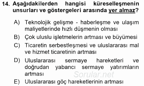 Sosyal Politika 2 2015 - 2016 Dönem Sonu Sınavı 14.Soru