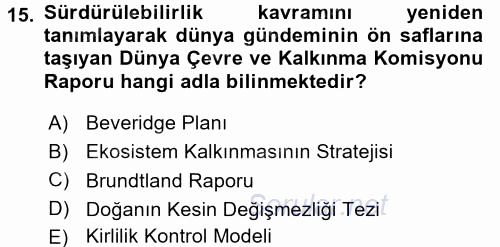 Sosyal Politika 2 2015 - 2016 Dönem Sonu Sınavı 15.Soru