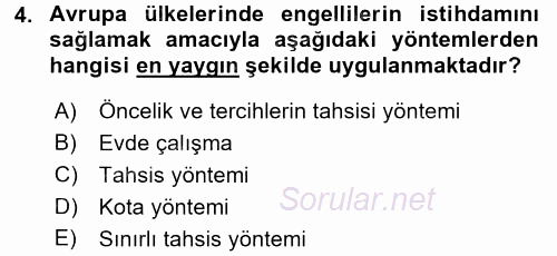 Sosyal Politika 2 2015 - 2016 Dönem Sonu Sınavı 4.Soru