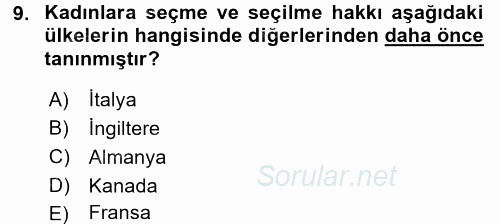 Sosyal Politika 2 2015 - 2016 Dönem Sonu Sınavı 9.Soru